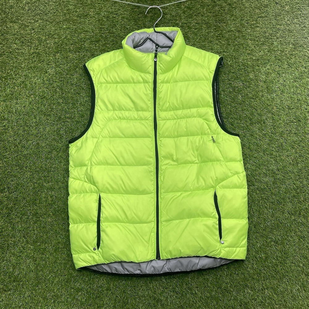 Ralph Lauren RLX Down Puffer Vest Mens Large Full Zip White Duck Down Green